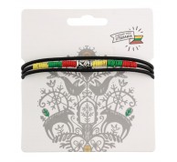 Juoda odinė apyrankė su trispalviais akcentais